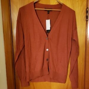 Banana Republic Terracotta Rust  Cardigan Forever Sweater V Neck